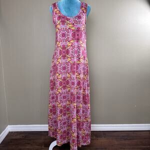 Soft Surroundings women M Sleeveless Maxi Dress boho shades of pink soft comfort